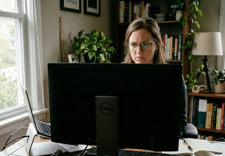 Proposal writer concentrating on winning her RFP